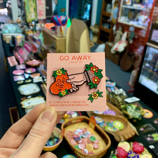 Snarky Heart Go Away Hand Enamel Pin