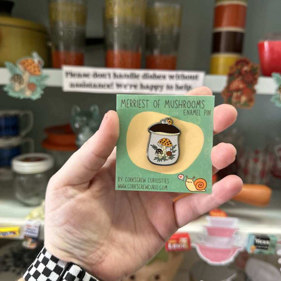 Merry Mushroom Canister Enamel Pin