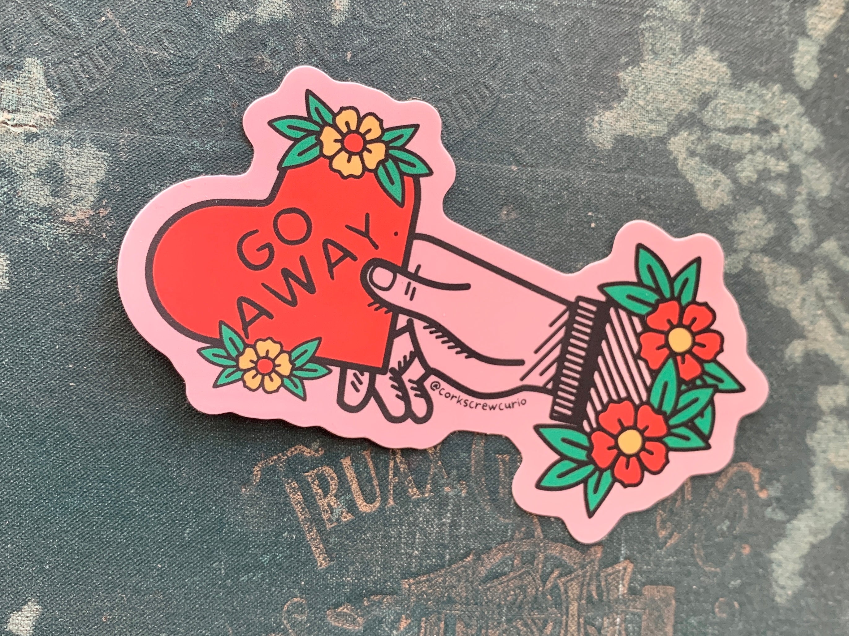 Snarky Heart Go Away Hand Sticker