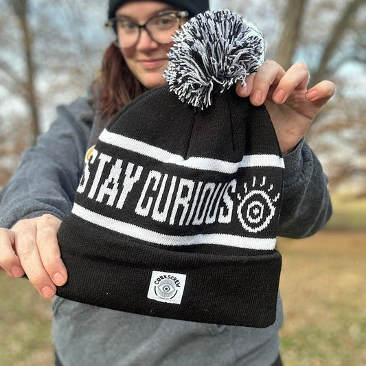 Stay Curious Pom Pom Beanie Hat