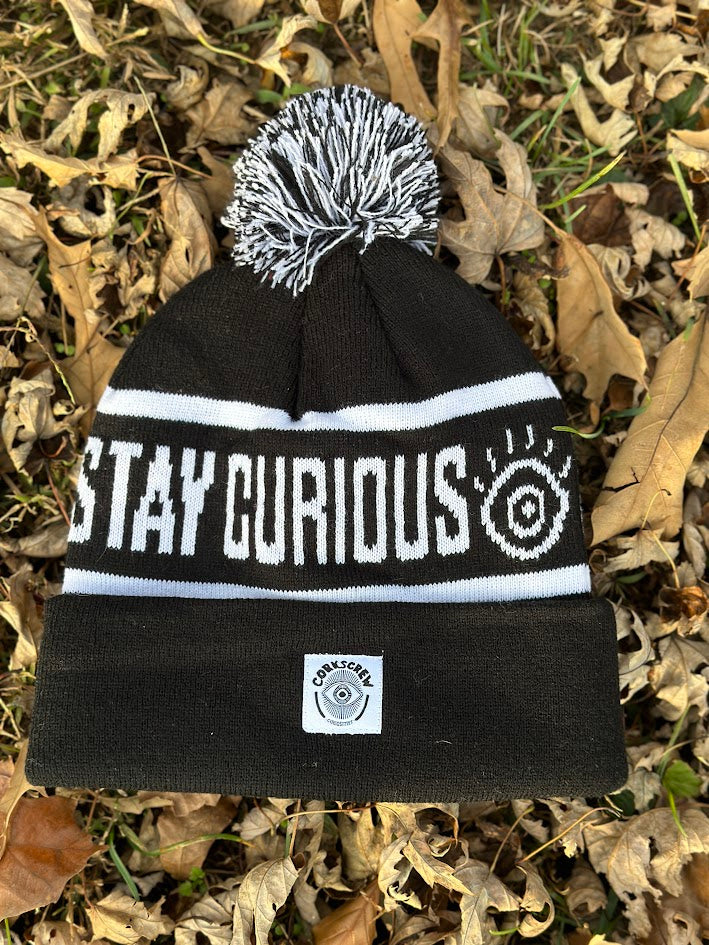 Stay Curious Pom Pom Beanie Hat