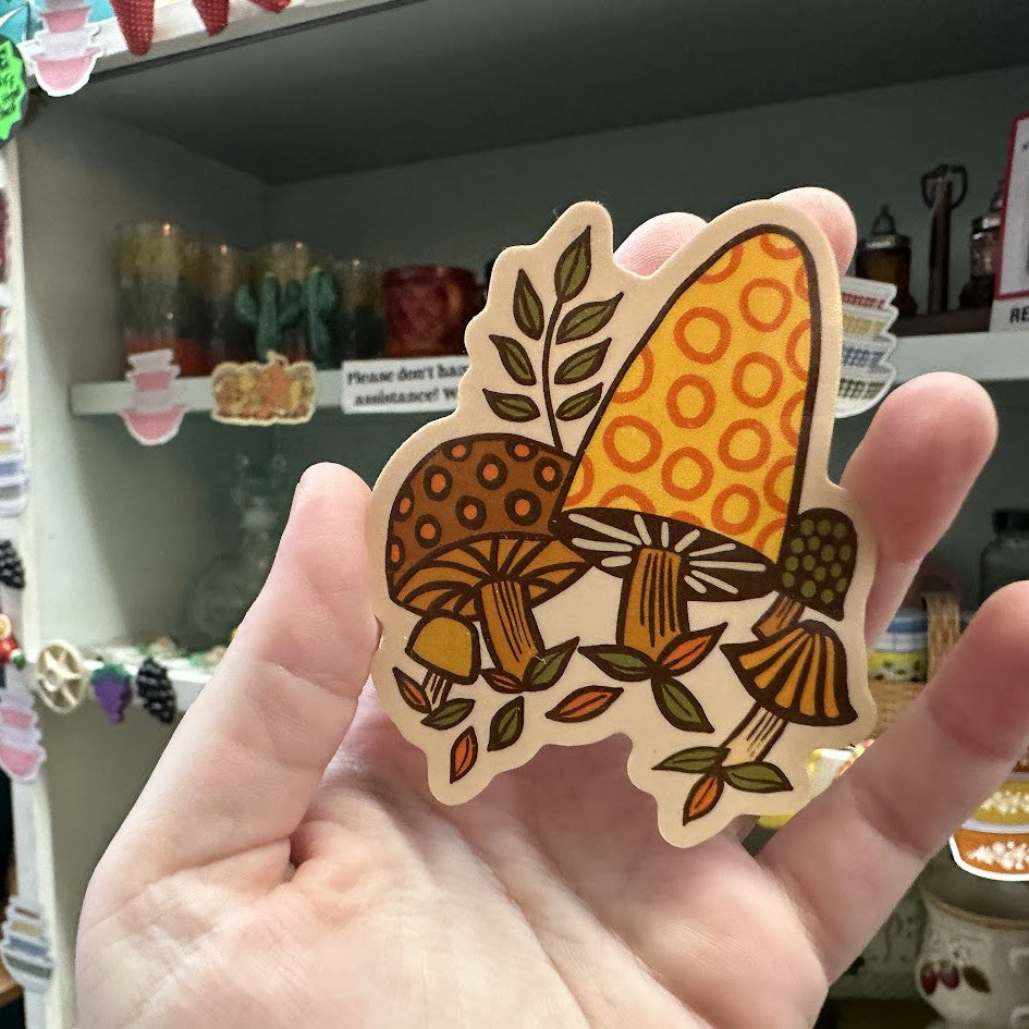 70s Merry Happy Mushroom Sticker