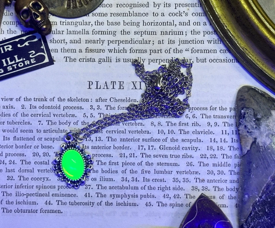 Uranium Glass Frame Necklace