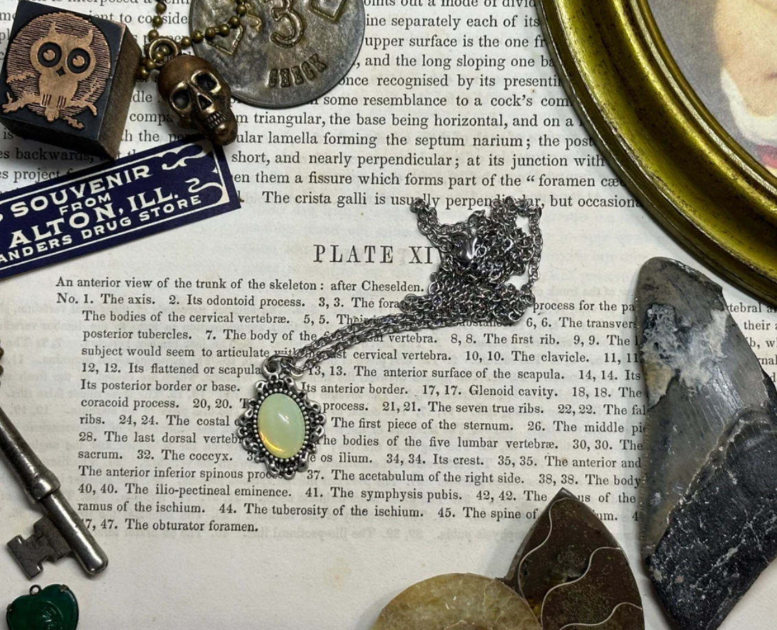 Uranium Glass Frame Necklace