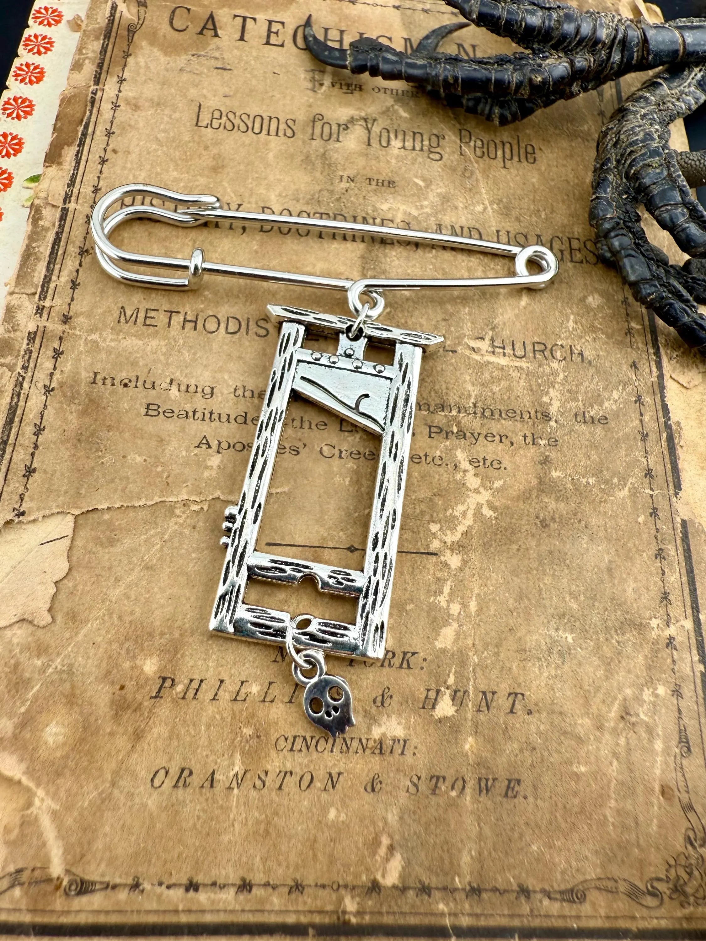 Guillotine Safety Pin Bag Charm Brooch