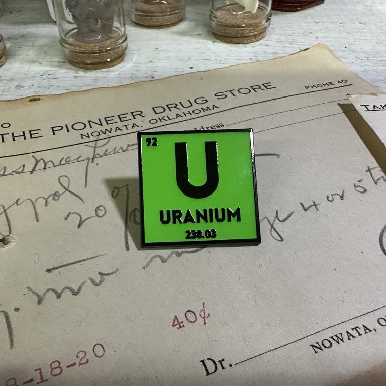 Uranium Element Pin - Glows in the Dark!