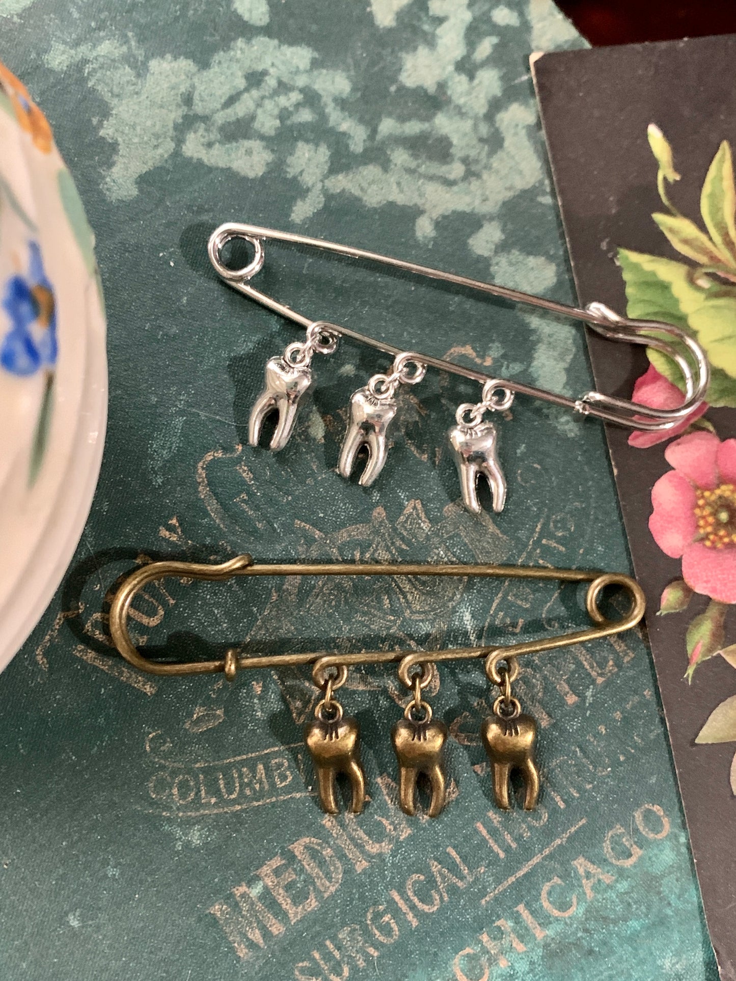 Tooth Safety Pin Brooch