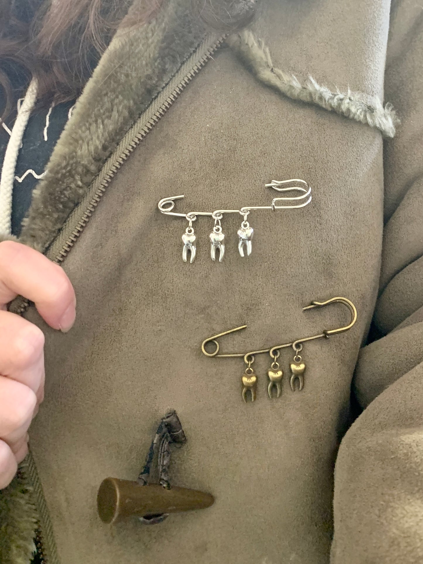 Tooth Safety Pin Brooch