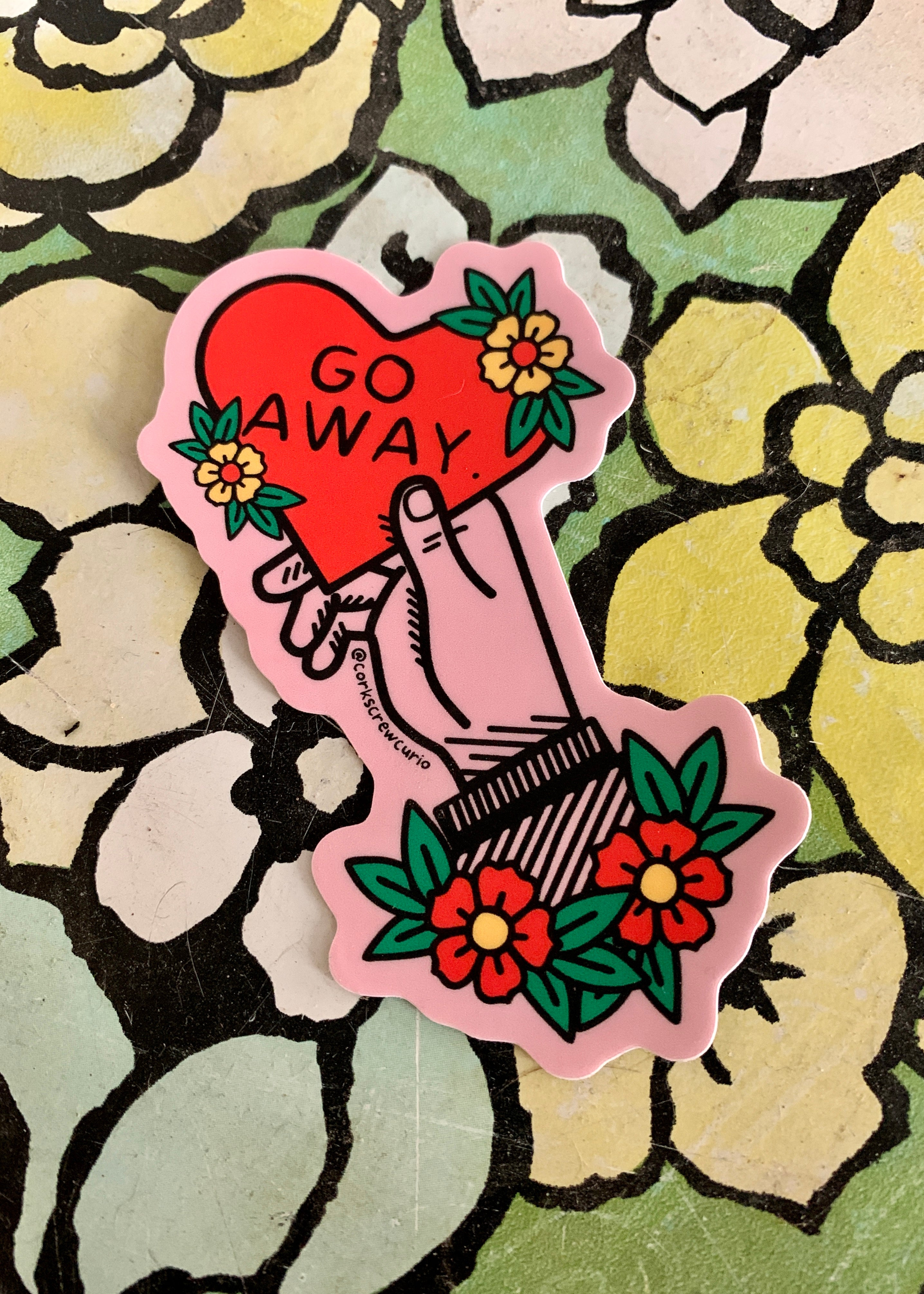 Snarky Heart Go Away Hand Sticker