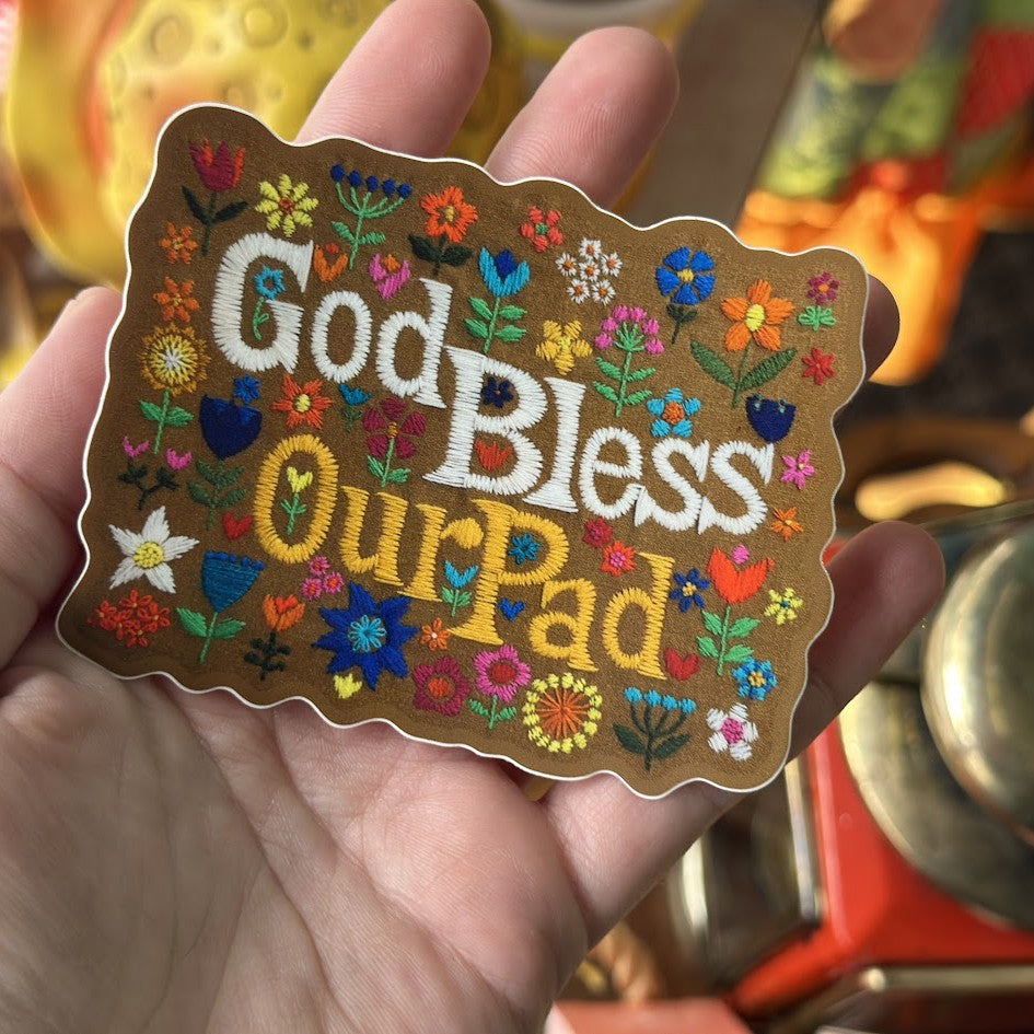 God Bless our Pad Crewel Sticker