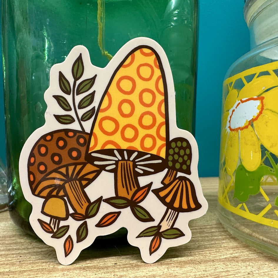 70s Merry Happy Mushroom Sticker