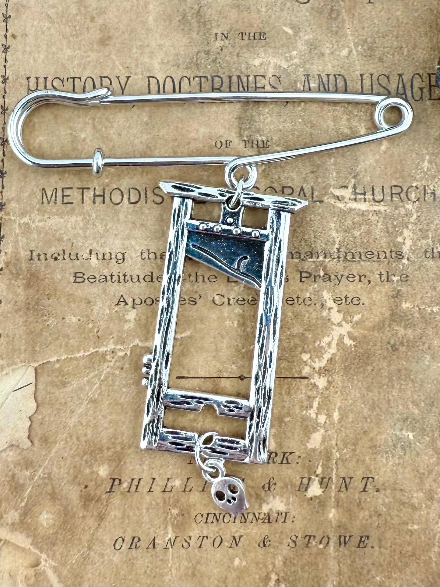 Guillotine Safety Pin Bag Charm Brooch