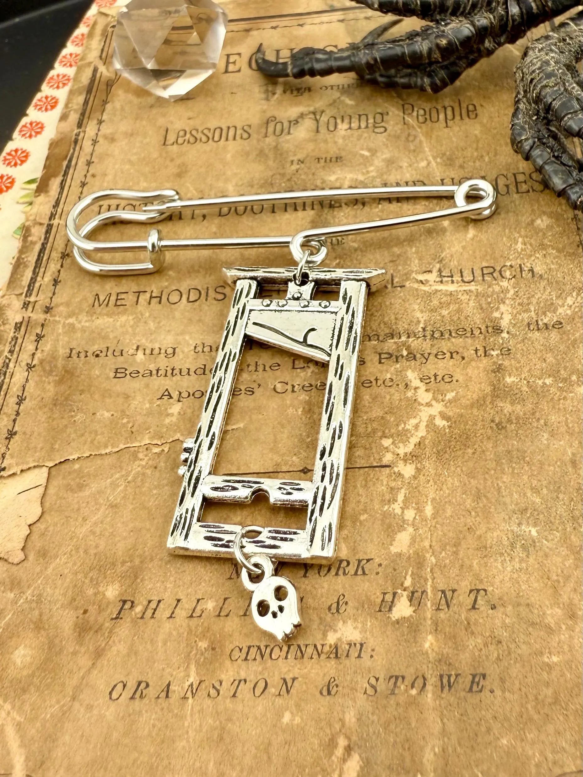 Guillotine Safety Pin Bag Charm Brooch