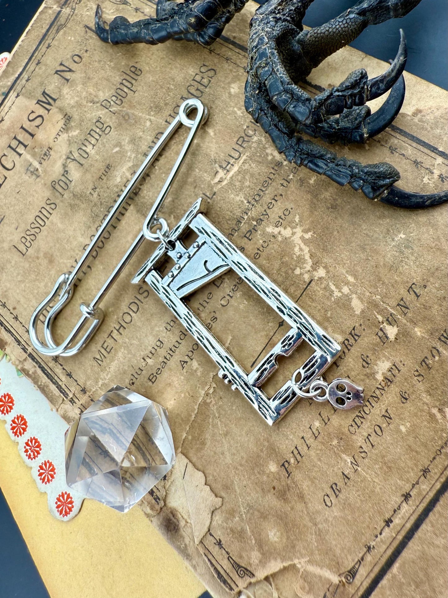 Guillotine Safety Pin Bag Charm Brooch