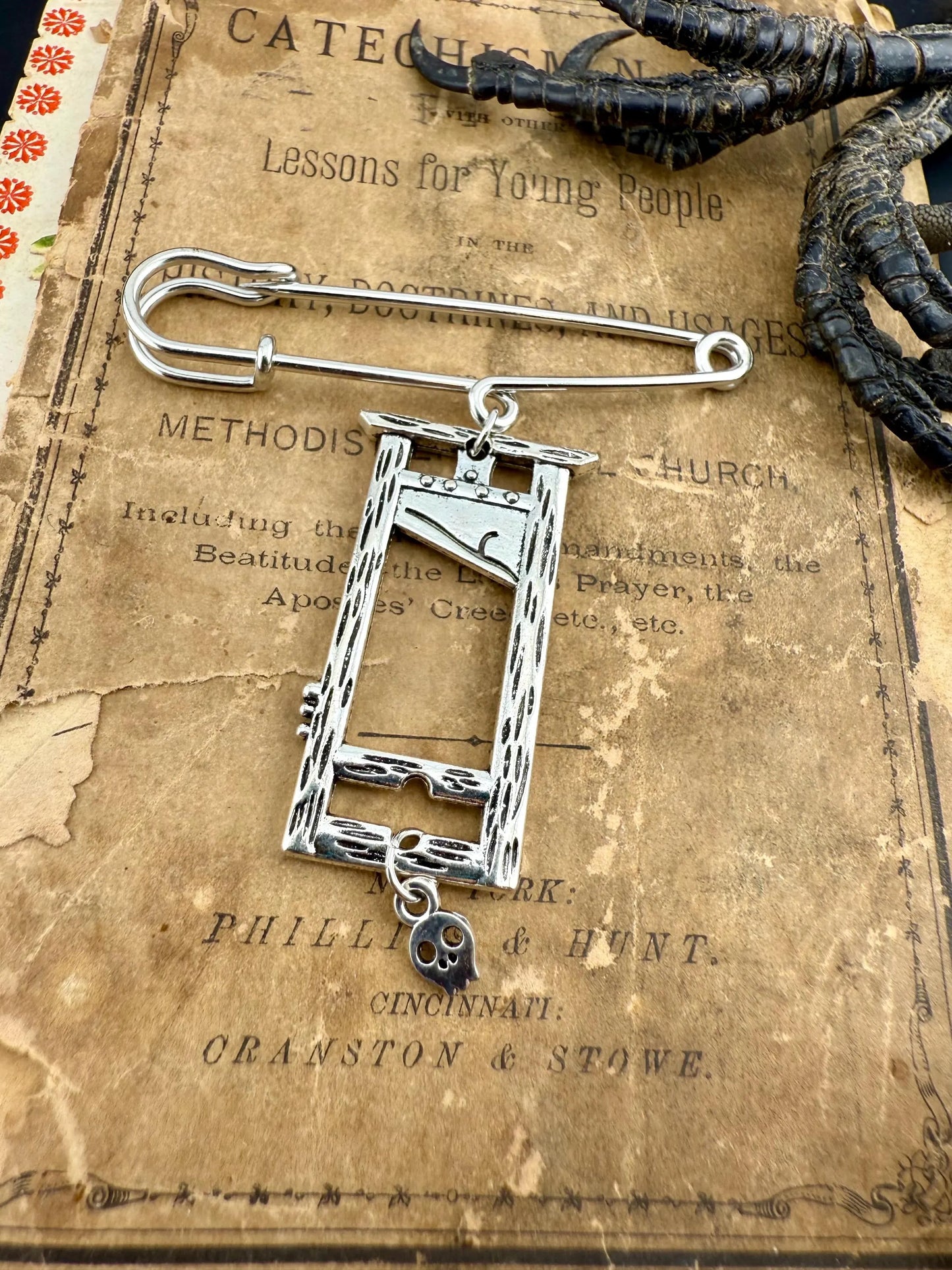 Guillotine Safety Pin Bag Charm Brooch